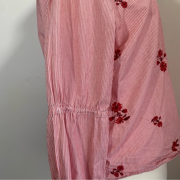 Primark Western Stripe Shirt Red & White Long Sleeve Button-Down Embroidery UK14 - Picture 11 of 13